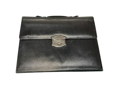 Lot 2540 - Good quality Edwardian black leather stationery case with tan leather interior and two bone-handled pens / pencils