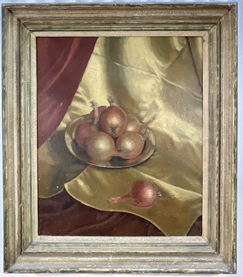 Lot 125 - Mid 20th century oil on canvas, Onions, apparently unsigned
