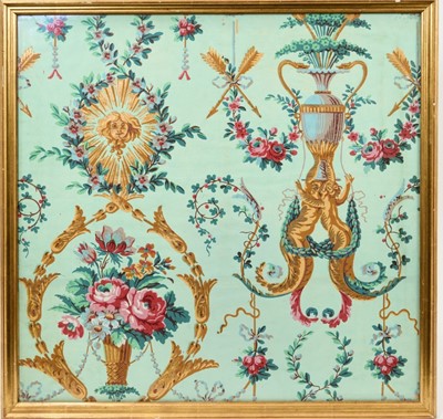 Lot 757 - 18th century block printed wall paper fragment