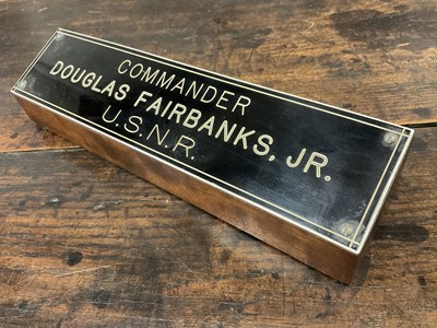 Lot 3052 - Commander Douglas Fairbanks Jnr, name block.
