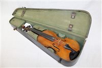 Lot 3731 - 19th century German violin - label for Leopold...