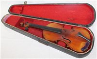 Lot 3732 - Three-quarter size violin - stencil for Copie...