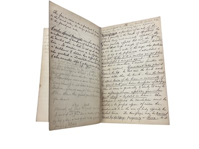 Lot 1429 - Handwritten book of medical studies, inscribed London Hospital 1870, with descriptions of diseases.
