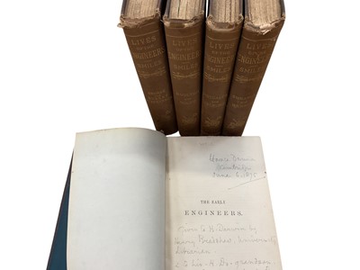 Lot 1425 - Samuel Smiles - Lives of the Engineers, Horace Darwin’s copy, inscribed Cambridge 1875.