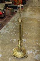 Lot 3738 - Victorian brass standard lamp - the flared...