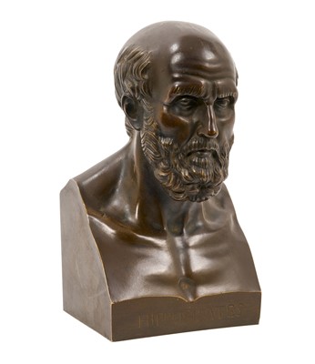 Lot 786 - 19th century Grand Tour bronze library bust of Hippocrates of Cos