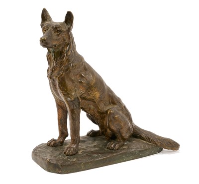 Lot 785 - Pierre Laplanche (1854-1935) bronze sculpture of a German Shepherd, signed.
