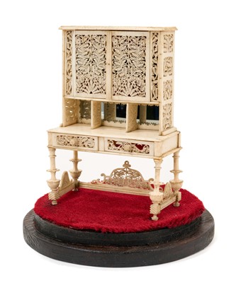Lot 758 - Miniature 19th century bone bookcase cabinet