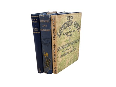 Lot 1447 - Three Evelyn Waugh first editions - The Loved one, Black Mischief, Officers and Gentlemen.