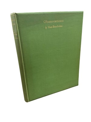 Lot 1472 - Max Beerbohm, Observations, Heinemann, 1926, with print in pocket at rear, limited edition signed by Beerbohm.