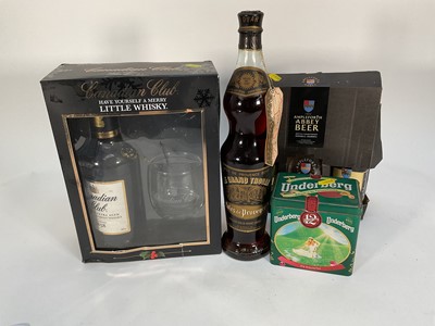 Lot 30 - Group of wines and spirits, including House of Lords 12 year scotch whisky, Talisker Skye single malt scotch whisky, Canadian Club whisky gift set, Underberg digestif, Le Grand Thouar, Amplefort...