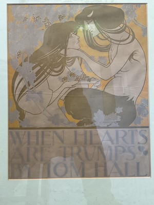 Lot 5226 - Will Bradley, Art Nouveau lithograph poster, "When Hearts Are Trumps", by Tom Hall, 40.5cm x 32.5cm