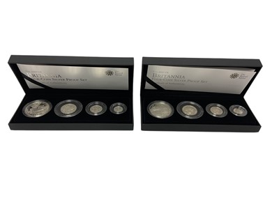 Lot 449 - G.B. - Royal Mint silver proof Britannia four coin sets 2009 & 2010 (2 coin sets)