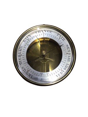 Lot 2946 - French 19th century metallic marine barometer, Bourdon & Richards Patent, Paris, the silvered dial inscribed for Paris 1849 and London 1851 exhibitions, 13cm diameter
