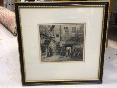 Lot 5267 - 19th century engraving of Bakers Chop House, Change Alley, Cornhill, indistinctly signed and dated 1886, 18.5cm x 16cm