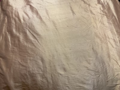 Lot 2550 - Four pairs of gold silk curtains lined and interlined with tie backs