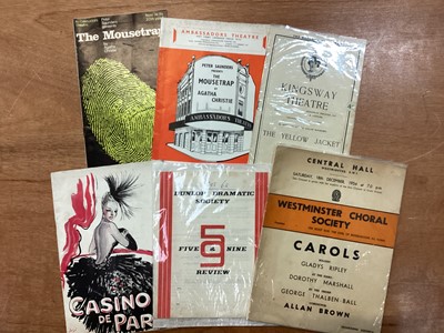 Lot 1214 - Collection of theatre and orchestra programs, including Agatha Christies “The Mousetrap” 1952 and one other, together with a quantity of other programs. (qty)