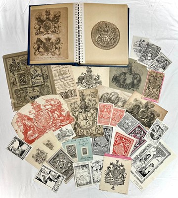 Lot 1228 - Ex Libris, a collection of frontispieces and “Ex Libris” book plates, to include 17th century and later examples, late Victorian copy of “The Journal Of The Ex Libris Society” Vol 7 July 1897, B...