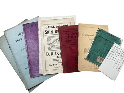 Lot 1377 - Medical books and booklets, to include “Surgical Technique For Students Of Physiotherapy”, “Stammering”, “Sinuses”, “The Universal Cause Of Deafness”, “Cause And Cure Of Skin Diseases”, “Homeopa...