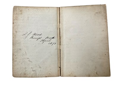 Lot 1375 - Victorian Receipt / Recipe book, “SJ Wood Receipt Book April 1872”, handwritten in ink