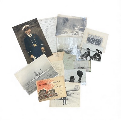 Lot 743 - Collection of Royal Naval and other Military ephemera, including photographs, Certificate of Service of Herbert Edgar Williamson in the Royal Navy, date of volunteering 30 August 1916, a scrap b...