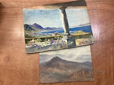 Lot 1220 - 19th century and other watercolours, drawings and artwork, including a mid-victorian portrait of a gentleman. (1 box)