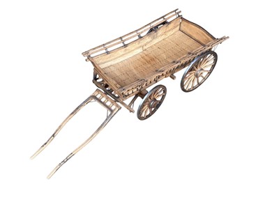 Lot 1904 - Wooden hay waggon and two china shire horses (1)