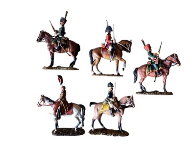 Lot 1906 - Del Prado metal Waterloo Cavalry figurines (x11) and WWII infantry (x 23) (1 box)