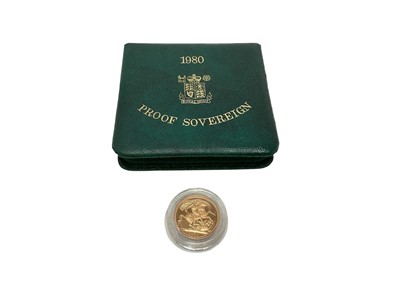 Lot 440 - G.B. - Gold proof Sovereign Elizabeth II 1980 (N.B. Cased with Certificate of Authenticity) (1 coin)