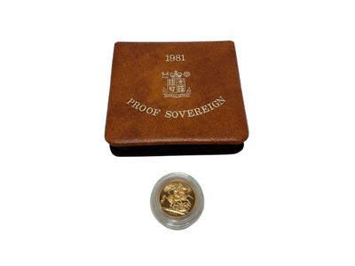 Lot 441 - G.B. - Gold proof Sovereign Elizabeth II 1981 (N.B. Cased with Certificate of Authenticity) (1 coin)