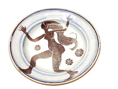 Lot 2237 - Jon Dan Pottery, Wivenhoe, three art pottery bowls, one with female figure decoration