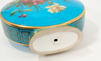 Lot 19 - Victorian Minton Aesthetic movement moon flask with hand painted floral decoration.