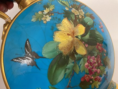 Lot 19 - Victorian Minton Aesthetic movement moon flask with hand painted floral decoration.
