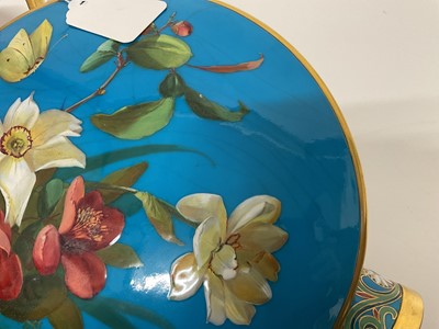 Lot 19 - Victorian Minton Aesthetic movement moon flask with hand painted floral decoration.