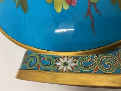 Lot 19 - Victorian Minton Aesthetic movement moon flask with hand painted floral decoration.