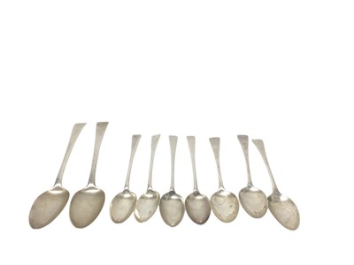 Lot 334 - Nine George III silver tablespoons