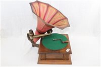 Lot 3768 - Table-top gramophone with a large and...