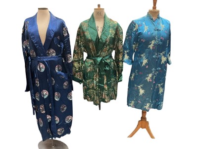 Lot 2556 - Collection of Chinese silk dressing gowns and embroidery