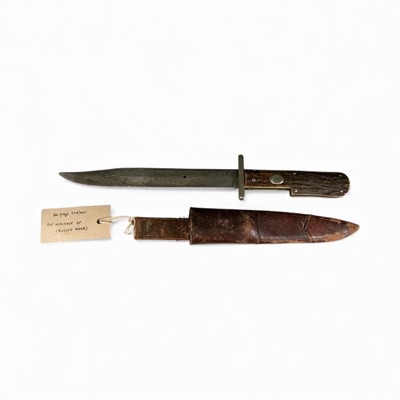 Lot 848 - Early Edwardian folding campaign knife with 19.3cm clip point blade, stamped with JOSEPH RODGERS & SONS CUTLERS TO THEIR MAJESTIES