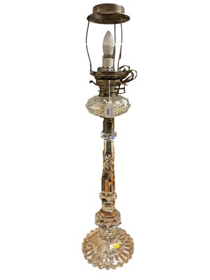 Lot 3048 - Impressive large late Victorian / Edwardian Messenger's patent cut glass oil lamp converted to electricity.