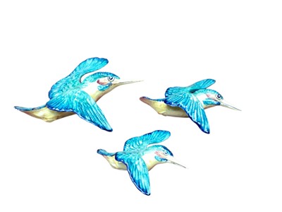 Lot 2256 - Set of three Beswick flying Kingfisher wall plaques