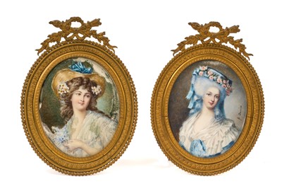 Lot 791 - Henri Dennis - Pair of early French portrait miniatures on ivory
