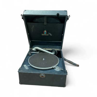 Lot 5002 - Vintage Dulcetto record player together with a group of mixed records.