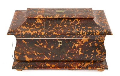 Lot 767 - Very large George IV tortoiseshell tea caddy