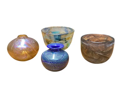 Lot 2270 - Art glass vase, signed and dated 2012, 9cm high, together with three other art glass vases / bowls (4)