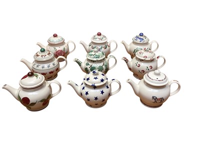 Lot 2277 - Nine small Emma Bridgewater teapots including Blue Star and Figs