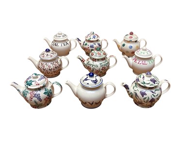 Lot 2279 - Nine small Emma Bridgewater teapots including Blue Hen and Grape Vine