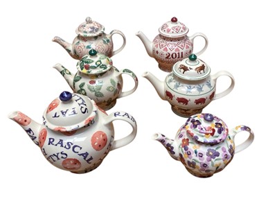 Lot 2280 - Six Emma Bridgewater teapots including Betty's Fat Rascal and Wallflower