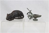 Lot 3778 - Cast iron model of a rat - possibly Japanese,...