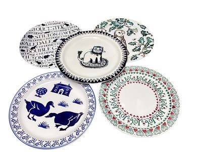 Lot 2284 - Five large Emma Bridgewater plates including The Lion Sat On The Mat and Blue Hen, each 33cm diameter